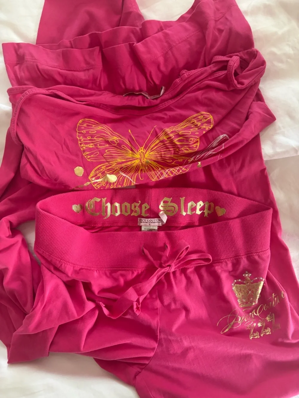 Vntg Juicy Couture Hot Pink Butterfly Cami & Pants Pajama Set - Picture 3 of 8